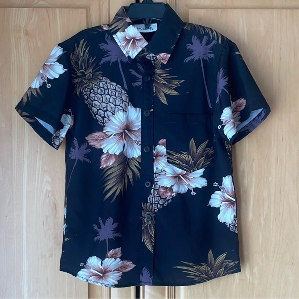 Boy’s Floral Black Shirt